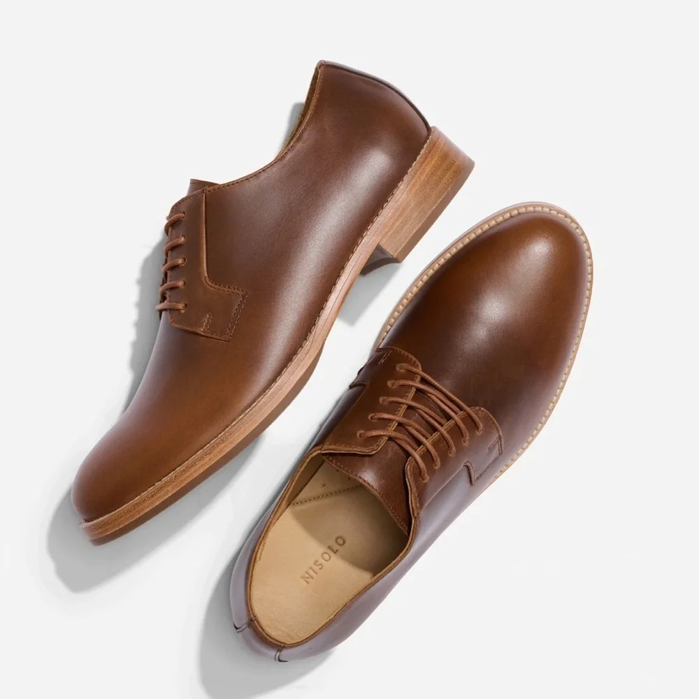 Nisolo Everyday Oxford Brown Leather Size 8.5 NEW